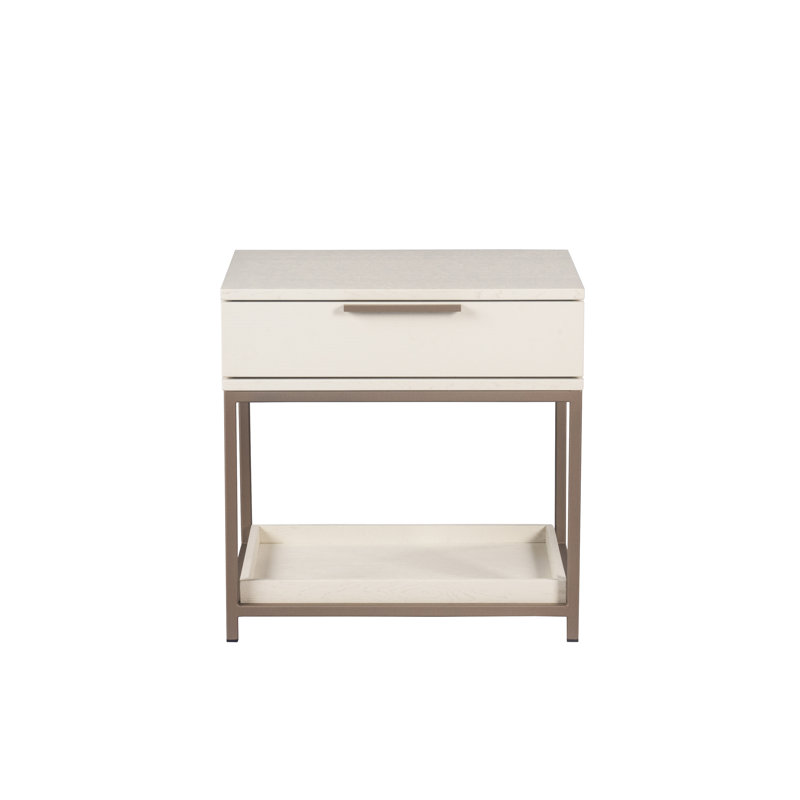 Rebel 1 - Drawer Nightstand, Cream/Rose Gold