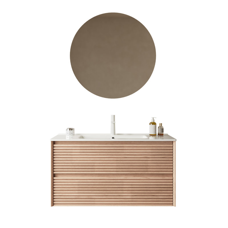 Meuble-lavabo avec lavabo BRON, Naturel, 36"