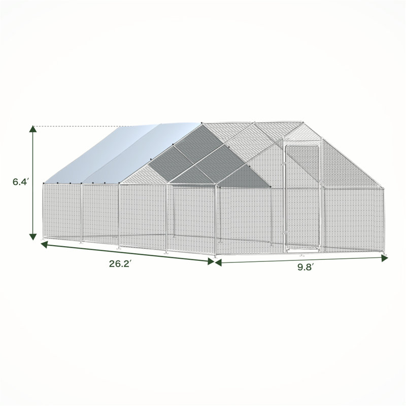 Poulailler avec treillis métallique 130 pi² Crisinda, H 7,7 po x l 81,76 po x P 11,8 po