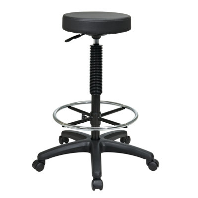 Adjustable Height Lab Stool with Footring Wheels