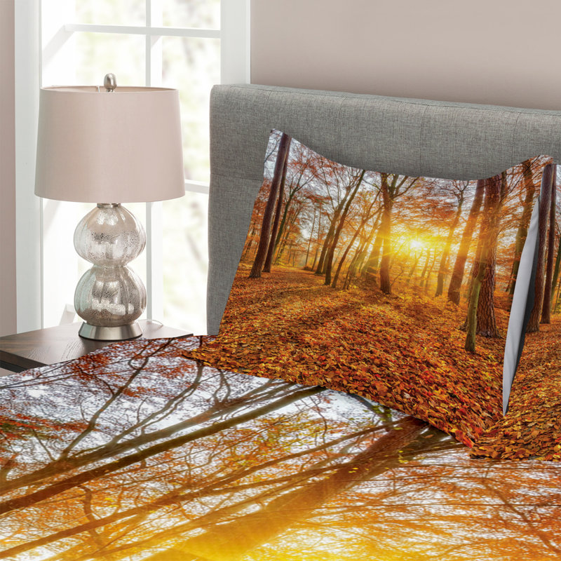 Orange/Brown/Yellow 100% Microfibre Bedspread, 220 x 264 cm