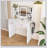 LED Mirror Vanity Dressing Table With 3-Color Adjustable Lights, 2 Large Drawers, Hair Dryer Stand & Non-Woven Storage Bag