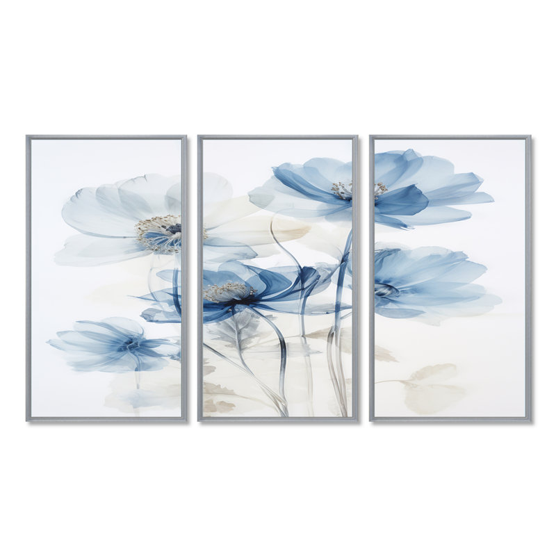 Warman - Ensemble de décoration murale coquelicot, Encadrement argenté, H 32 po x l 48 po x P 1 po