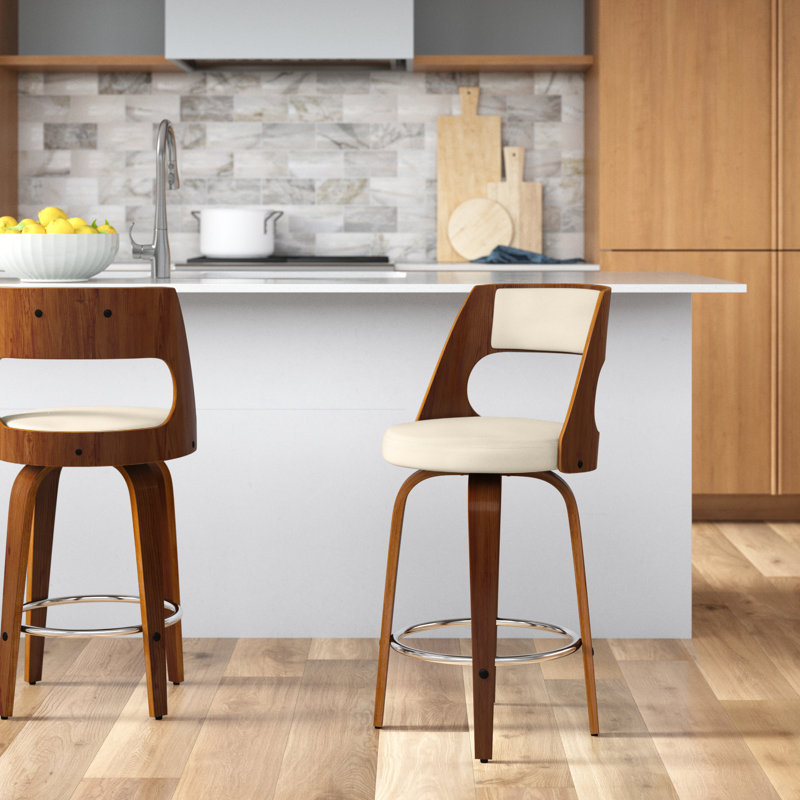 Betuel Swivel Upholstered Counter Stool, Cream Faux Leather/Zebra Frame, Counter Stool (24.5" Seat Height)