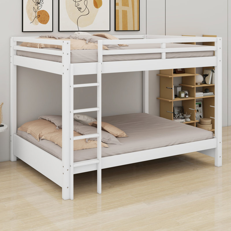 Lit superposé en bois avec échelle, Blanc