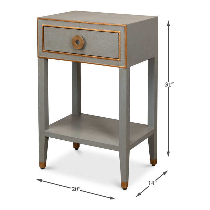 Shagreen 1 - Drawer Solid Wood Nightstand, Storm Gray