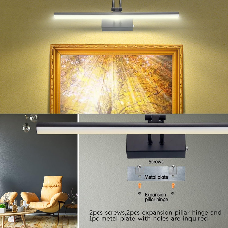 16 in. Wall Mount Picture Light with Remote Control, Black