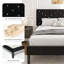 Lit plateforme noir tapissier simple, fabrication en métal et en bois, pieds de support avec embouts en plastique, barres silencieuses à conception silencieuse, capacité de 800 livres, lattes solides pour matelas en mousse à mémoire de forme ou à ressorts, facile