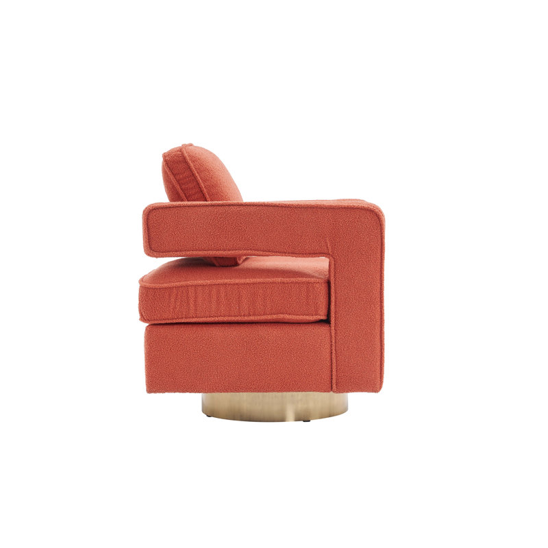 Modern Accent Swivel Barrel Chair For Living Room, Orange Teddy Fabric