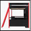 Lit mezzanine double en bois avec bureau, grand espace de rangement et lumière, rouge-1576892610