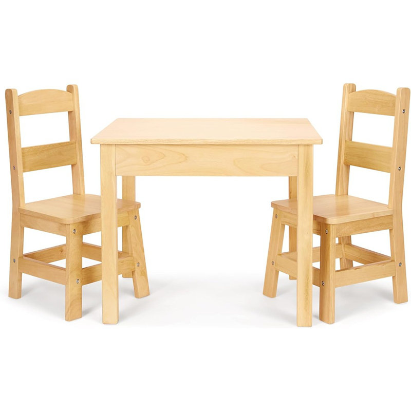 Ensemble de table et 2 chaises en bois massif - Fini clair
