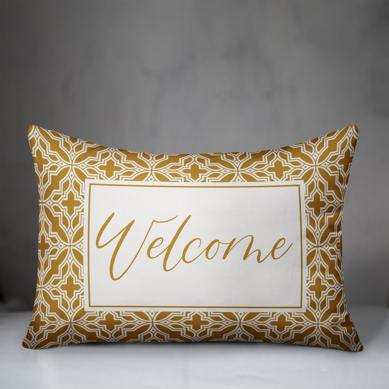Geometric Outdoor Reversible Throw Pillow, Yellow