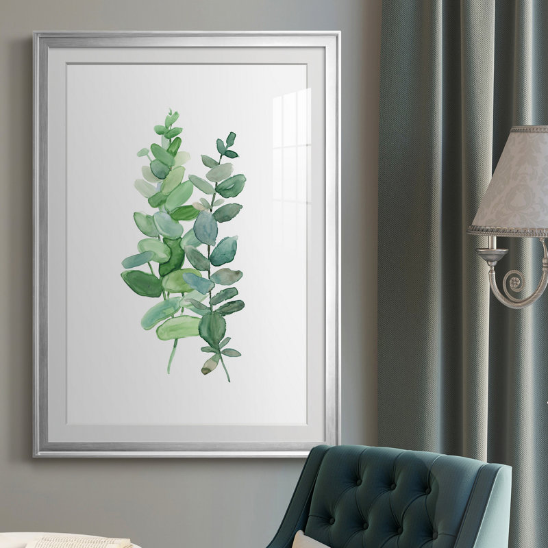 Eucalyptus II - Peinture sur toile encadrée, Argent, H 26,5 po x l 36,5 po x P 1,5 po