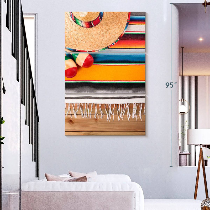 Abarca Sombrero Serape et Maracas, H 32 po x l 20 po
