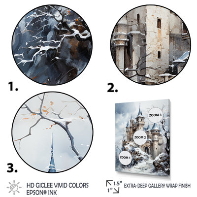 «Frosty Winter Castle Landscape III», art mural paysage d'hiver