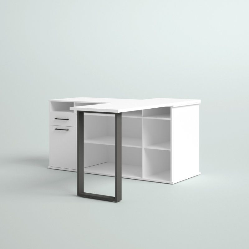 60W L-Shaped Computer Desk, White