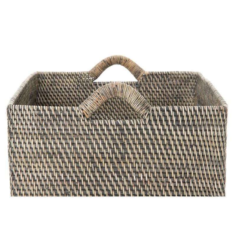 Beachcrest Home™ Simran Rattan Basket, Black Wash