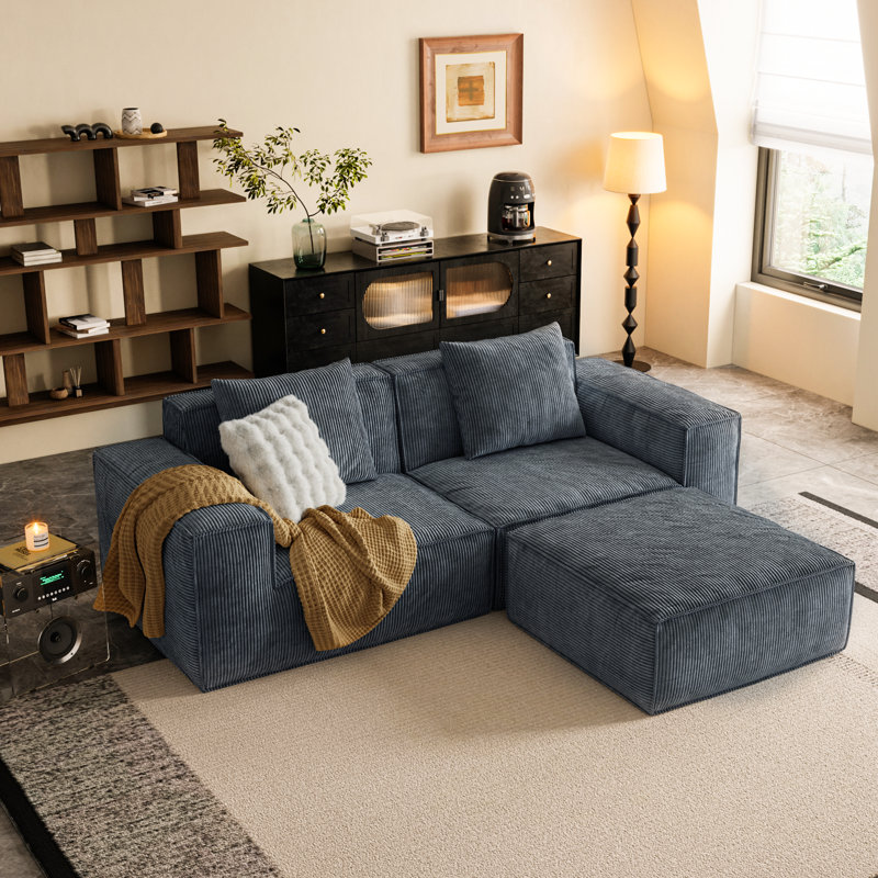 Canapé modulaire modulaire à conversion libre, Gris, 3, H 39,37 po x l 86,6 po x P 28,39 po