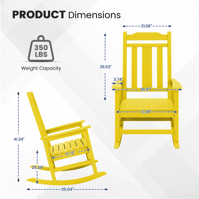 Ensemble de 2 chaises Adirondack à bascule Wolak, Jaune citron