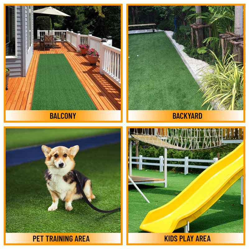Somersby Indoor/Outdoor Low Pile Artificial Grass Turf Rugs and Rolls Customized Size For Balcony, Patios, 2'7" x 48'