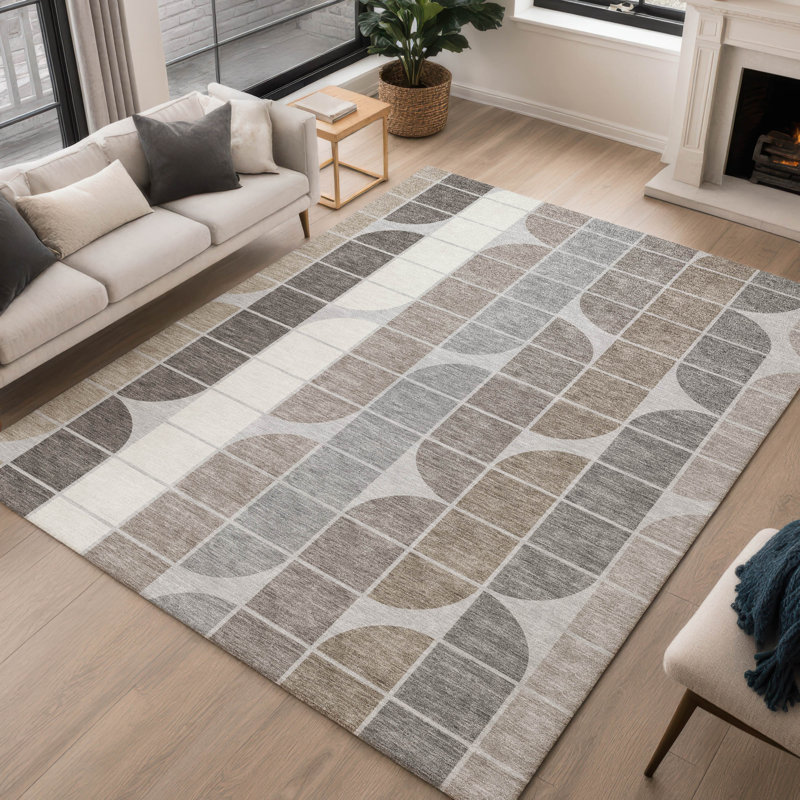 Tapis Mid-Century moderne lavable à la machine intérieur / extérieur Chantille ACN2418, Rectangulaire 3 pi x 5 pi