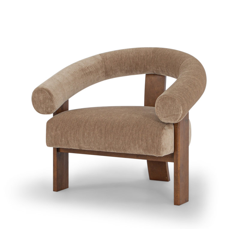 Chaise d'appoint sculpturale en chenille 35 po Elara, Chenille chocolat performance