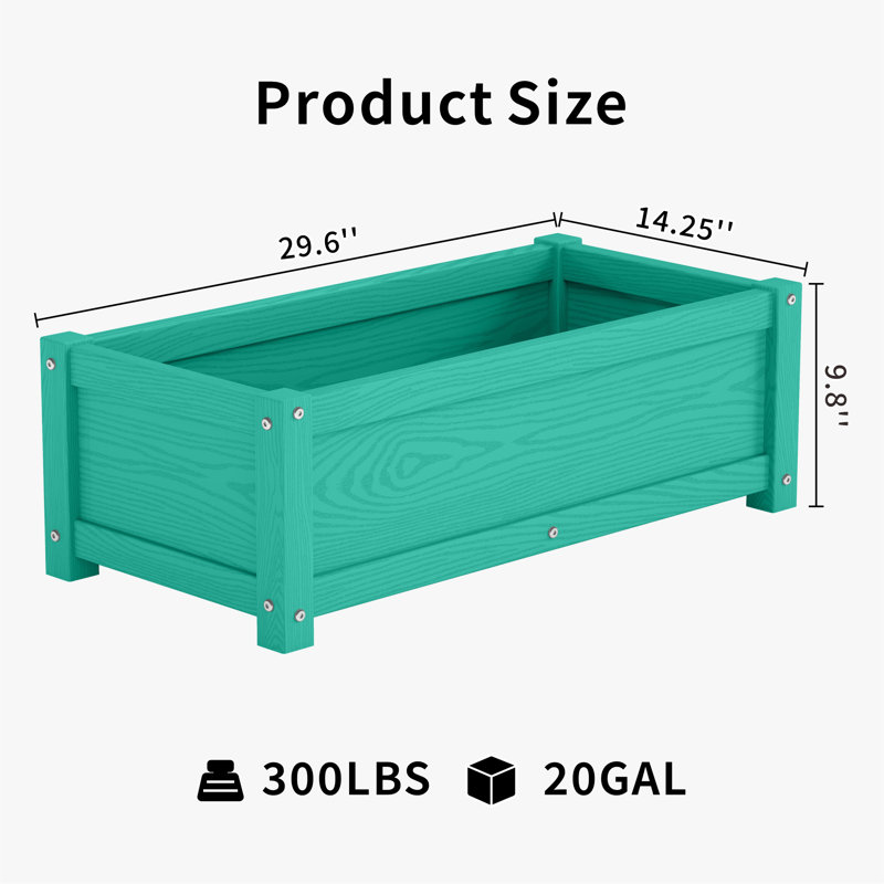 Rectangular Planter Box with Drainage Holes HDPE Garden Bed Poly Window Box,Waterproof, Weather Resistance Waterproof