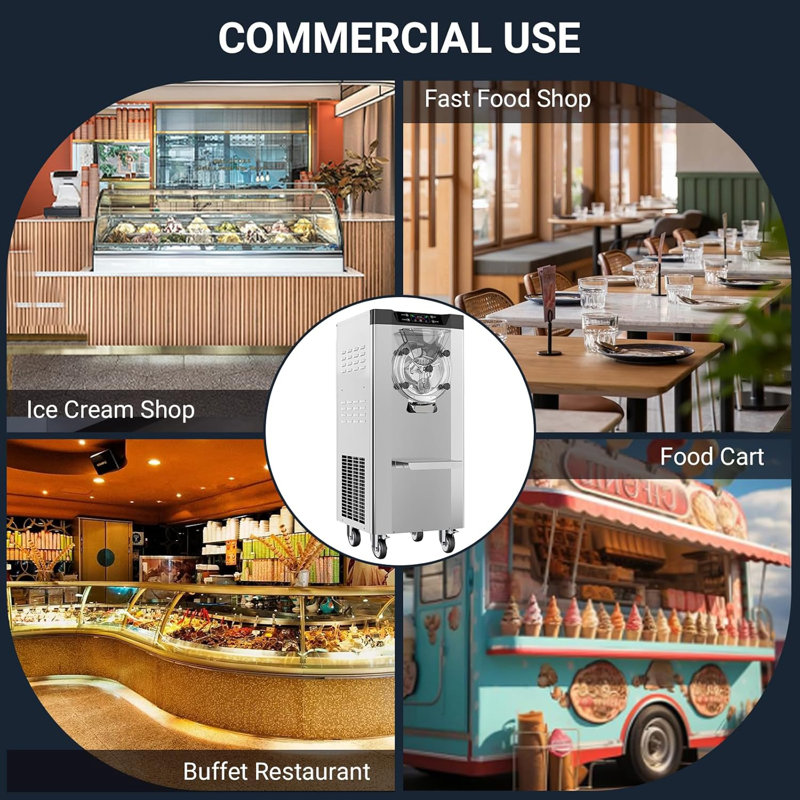 2000W Commercial Ice Cream Maker with LCD, Auto Clean & Pre-Cooling, 4.8–6.3 Gal/H – For Restaurants & Cafes
