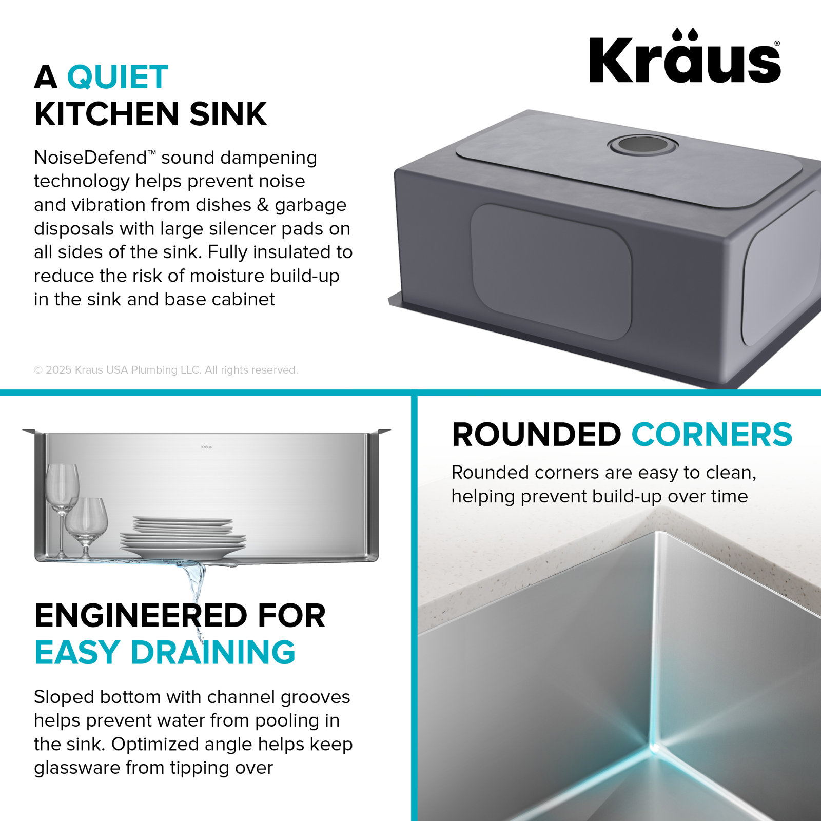 KRAUS Standart PRO™ Undermount 16 Gauge Stainless Steel Kitchen Sink, 10" H x 18" W x 28" L