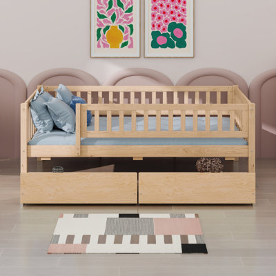 Wood Daybed Bed With Two Drawers