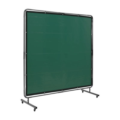 6' x 6' Portable Welding Screen with Frame - Heavy Duty Flame-Resistant Vinyl Curtain on Lockable Wheels for Workshop Safety