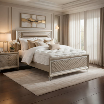 Loy Twin Bed, LED Headboard, Faux Leather Upholstery, Champagne Gray