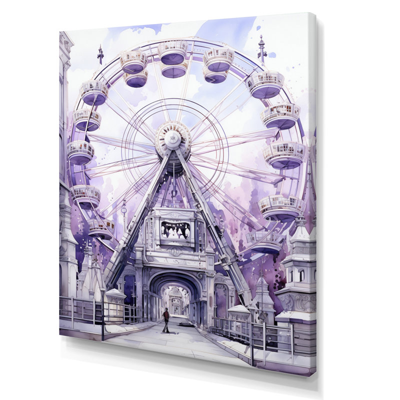 Carrousel éternel I - impression sur toile mauve, Toile tendue, H 40 po x l 30 po x P 1,5 po