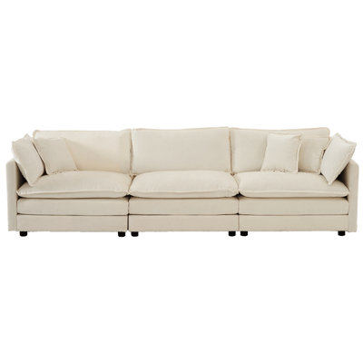 2 pour la maison: canapé modulaire en chenille beige avec revêtement confortable: matériaux de qualité