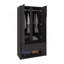 Armoire Dakota avec portes doubles, tringle et tablettes intérieures, garde-robe moderne autoportante, noir