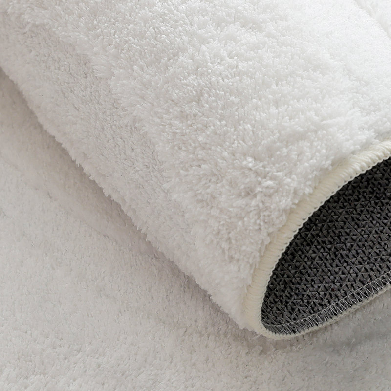 Tapis blanc à poils longs lavable Hardage, Rectangulaire 8 pi x 10 pi