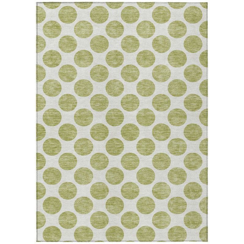 Tapis intérieur lavable à pois 9 pi x 12 pi sauge et ivoire