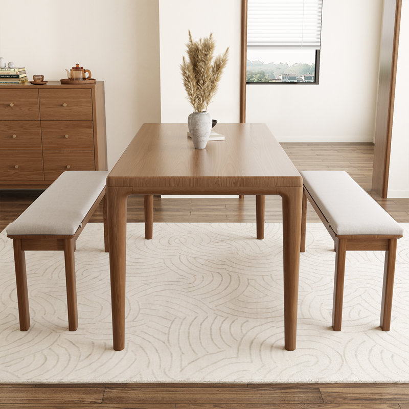Banc de salle à manger en bois massif avec coussin en lin amovible - Siège d'entrée et de chambre multifonctionnel, Brun