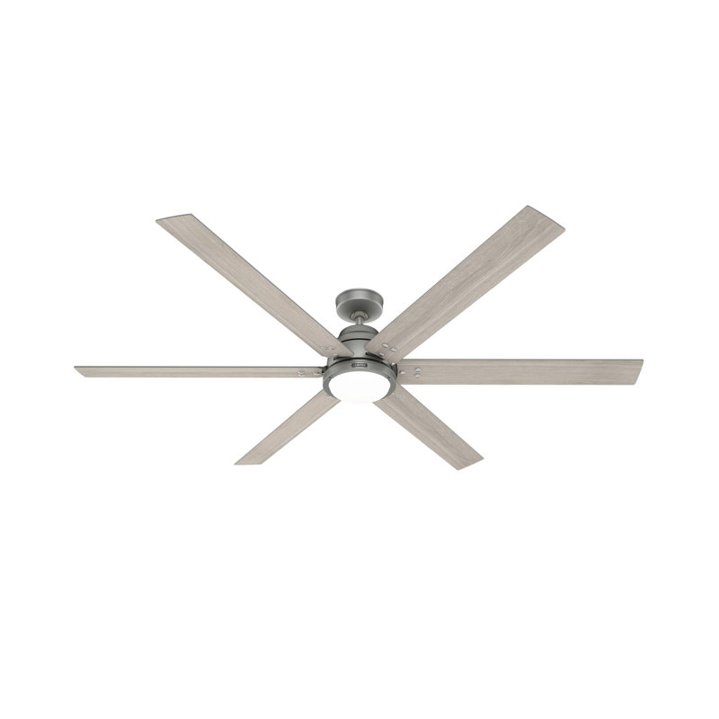 Gravity 6 - Blade Ceiling Fan with LED Light Kit and Handheld Remote and Wifi Smart Fan, Light Gray Oak, 72"