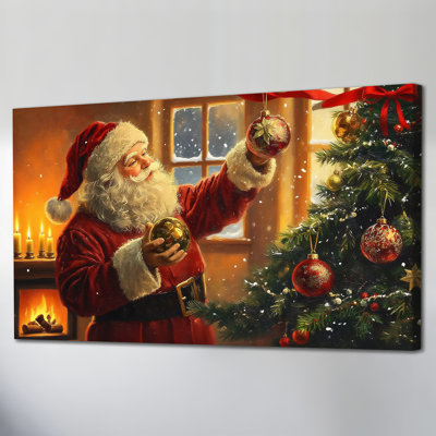 Toile, art mural, décorations suspendues père Noël, arbre de Noël, impressions sur toile, peinture d'hiver, décoration murale des Fêtes, affiche d'art pour le salon, 16 po x 32 po