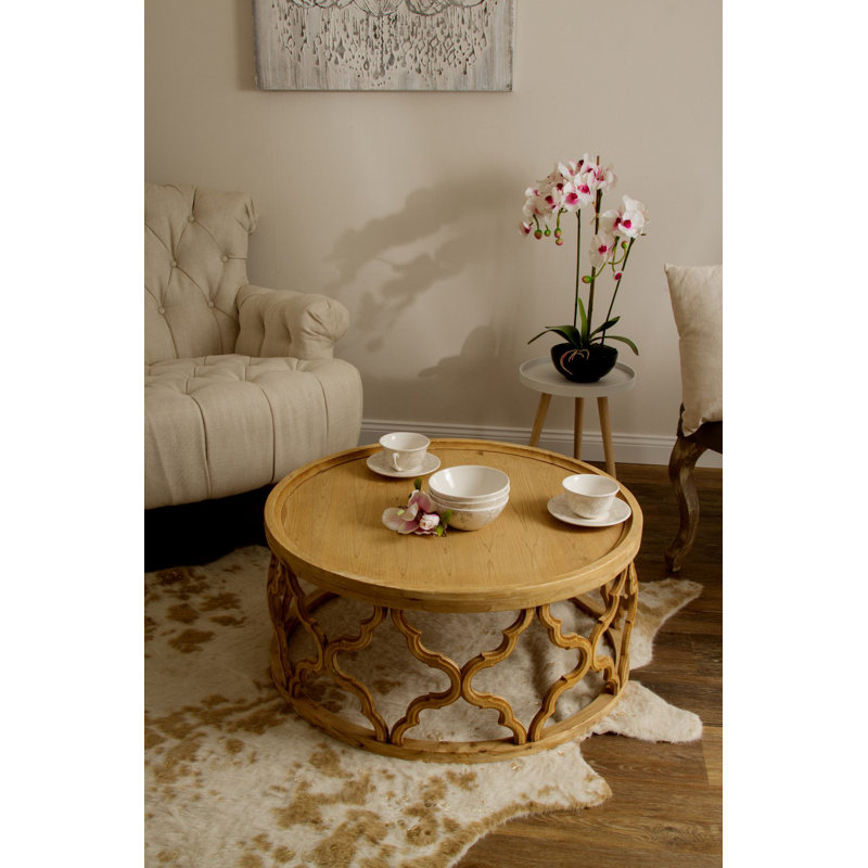 Bloomberg Solid Wood Frame Coffee Table, Beige
