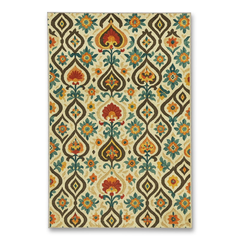 Tapis vert tissé à motif lavable Mosso, 3'3" x 4'11"