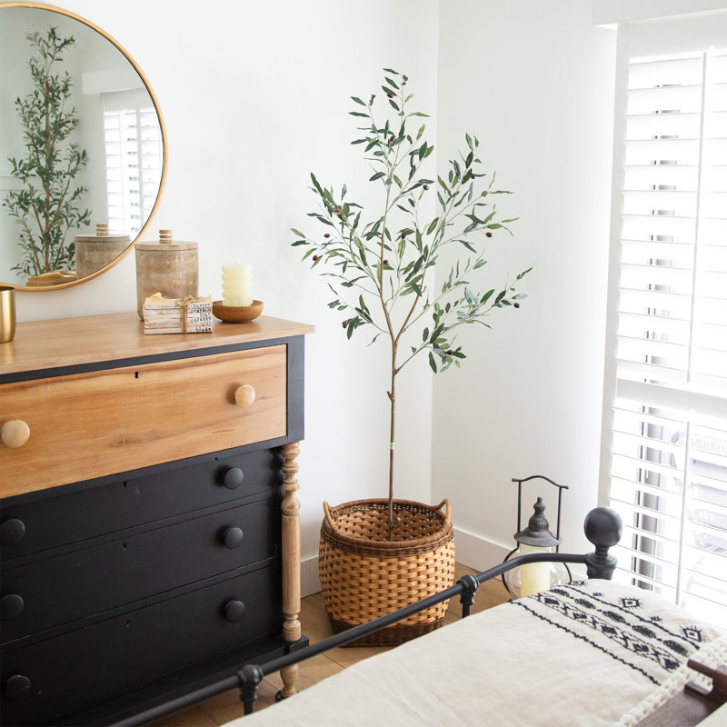 Artificial Slim Minimalist Olive Tree, 72" H x 23" W x 23" D