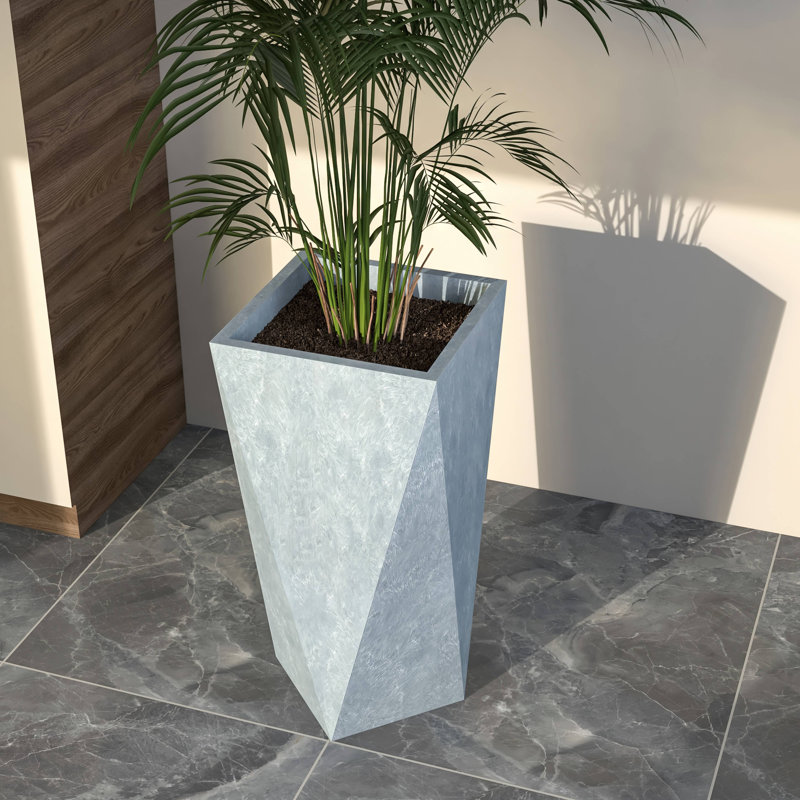 Pot à fleurs Yarisma, H 35 po x l 17 po x P 17 po, Gris