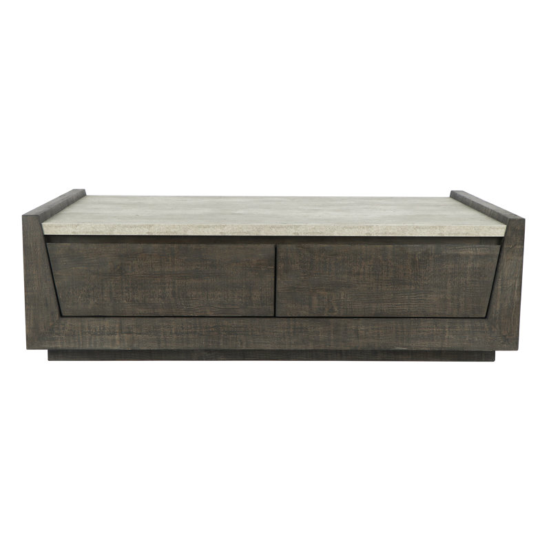 Table basse en bois récupéré brun foncé 58 po Tori