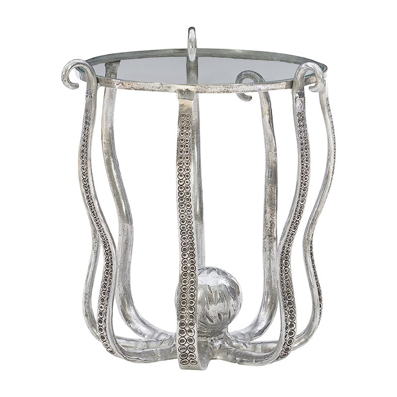 Table de bout en verre Halma, Argent / transparent, H 22 po x l 20 po x P 20 po