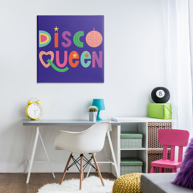 Grande disco sur toile avec lettres rétro, design par Sazerelli Designs, H 30 po x l 30 po