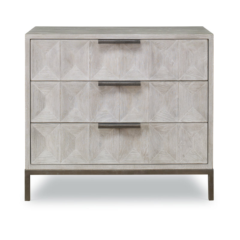Camden Solid Wood Accent Chest, White Rustic/Pewter