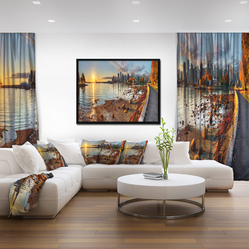 Vancouver Downtown Panorama - reproduction de photo sur toile, H 16 po x l 32 po x P 1 po