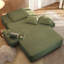 Luxueuse chaise longue en velours côtelé moelleux avec 3 coussins, canapé-lit convertible avec pochette de rangement, conception sans cadre et mousse à compression pour les petits espaces, salon, appartement, vert-125536674